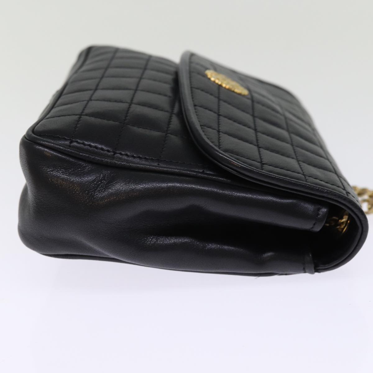 Luxury CELINE Chain Shoulder Bag Leather Black 75054