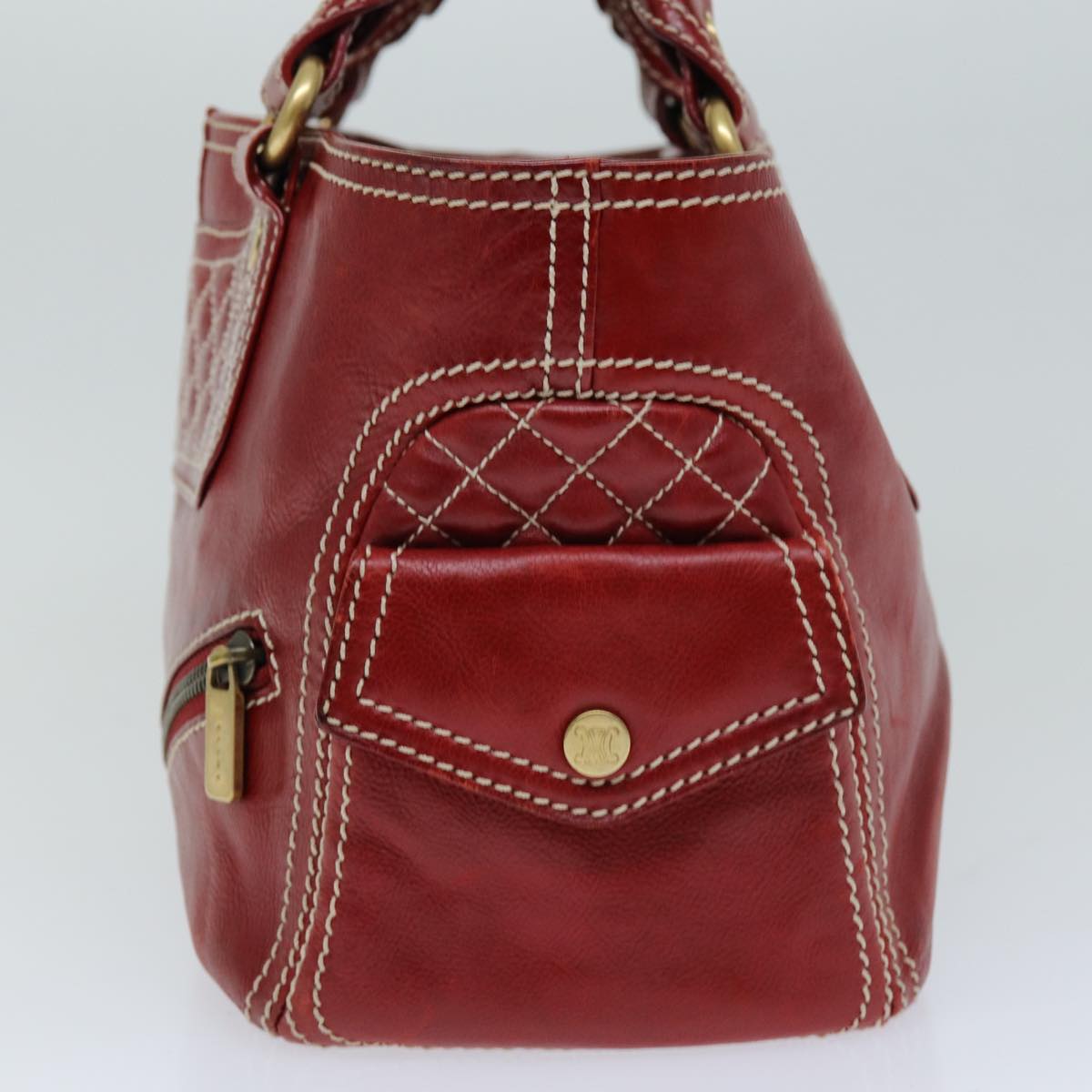 Luxury CELINE Hand Bag Leather Red 76145