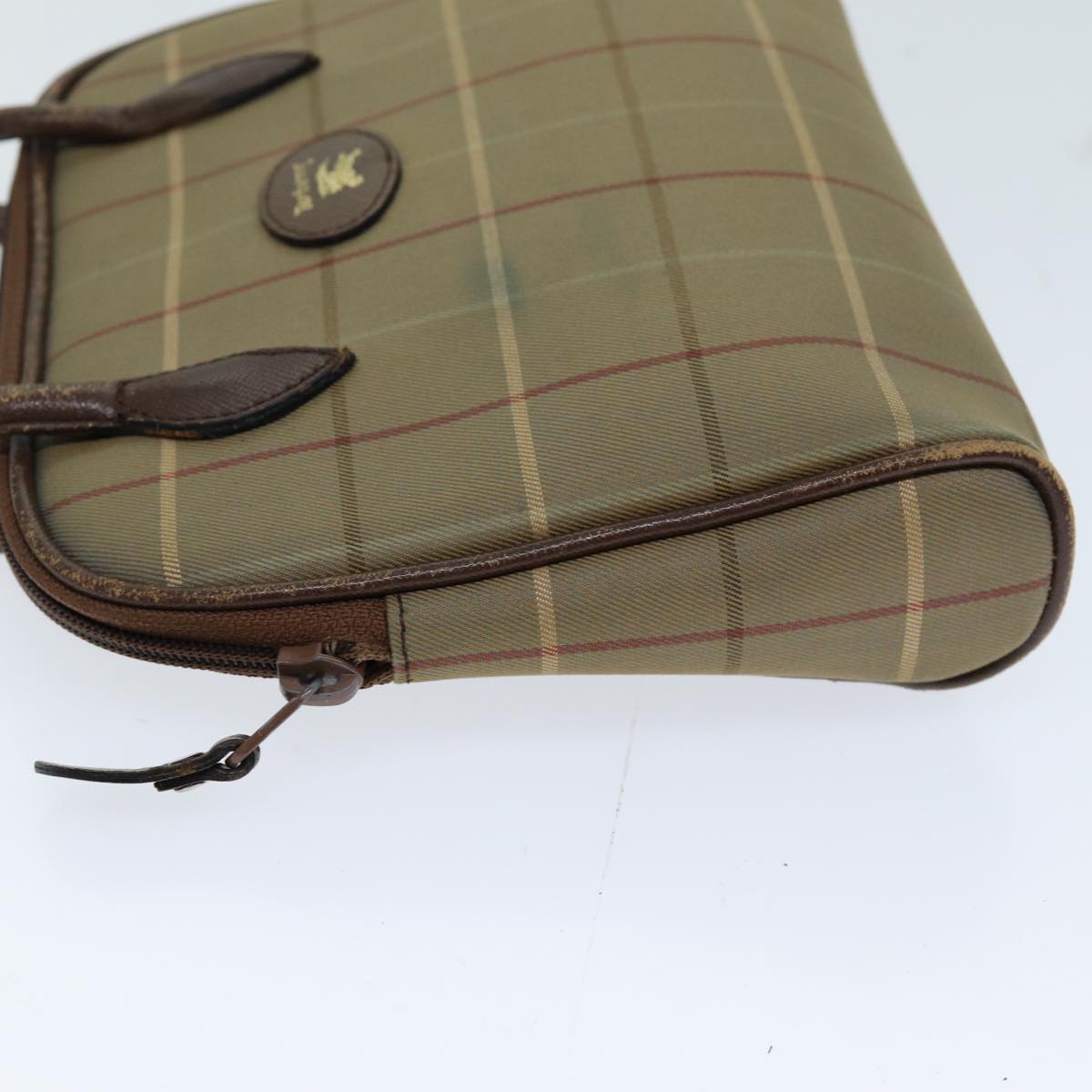 Burberry Nova Check Hand Bag Canvas Beige Auth 76501