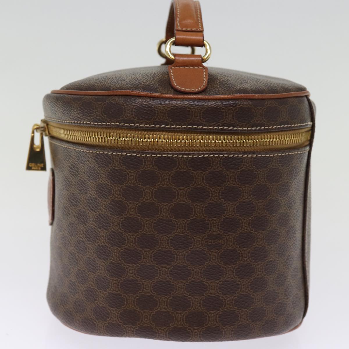 Luxury CELINE Macadam Canvas Vany Hand Bag PVC Brown 77198