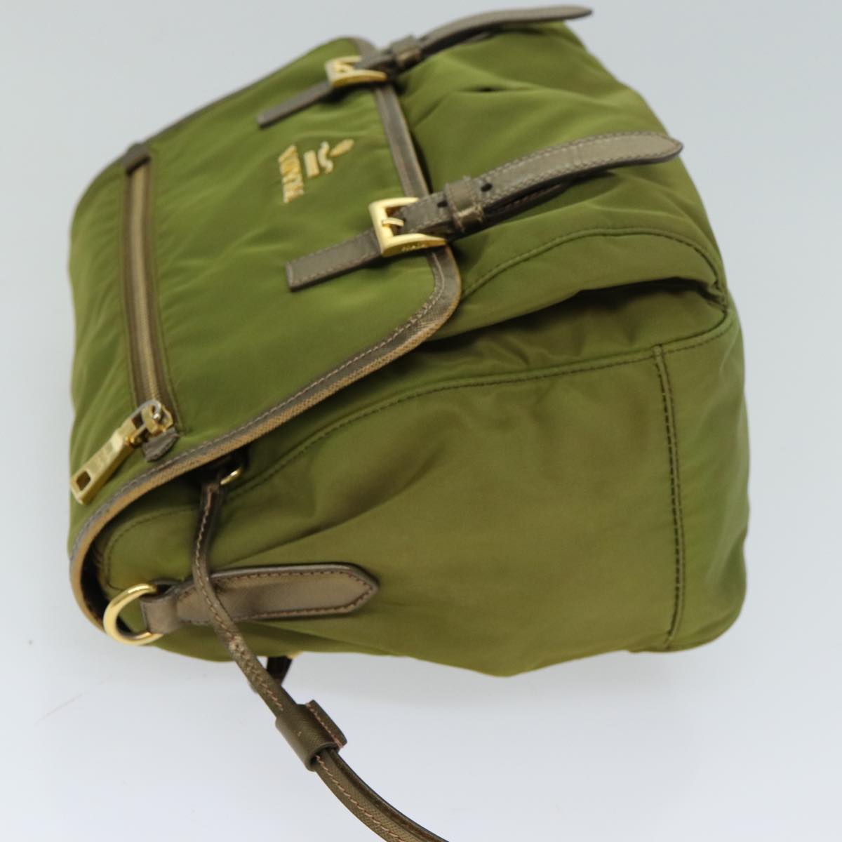 PRADA Shoulder Bag Nylon Khaki Auth 77834