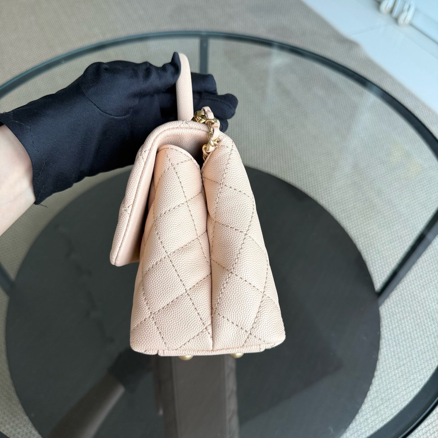 Chanel Coco Handle Small - Caviar Quilted Beige Gold Hardware Series 24