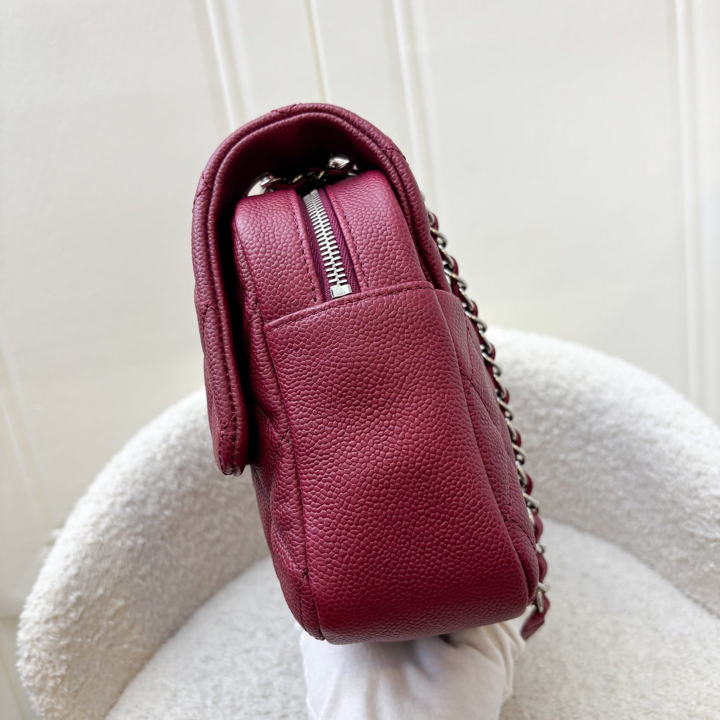 Chanel Easy Caviar Jumbo Flap Bag in Dark Red Caviar and SHW (Model: A67742)