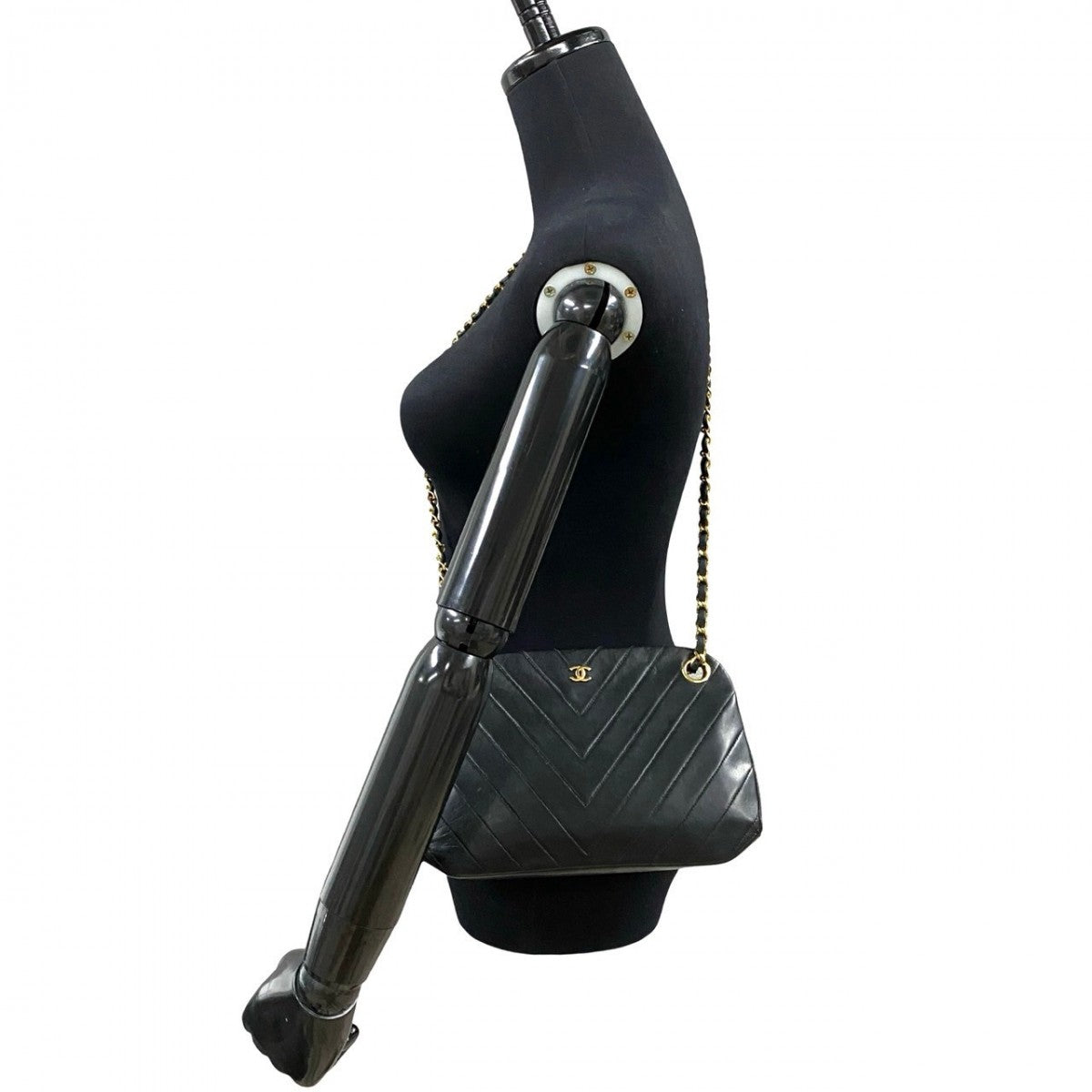 CHANEL Shoulder Bag lambskin black COCO Mark Vstitch Women