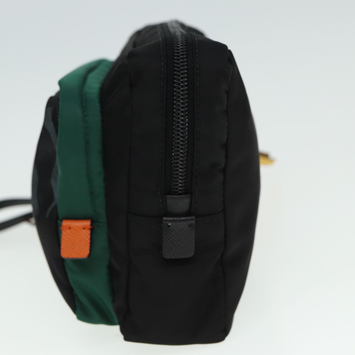 PRADA Clutch Bag Nylon Black Green Auth