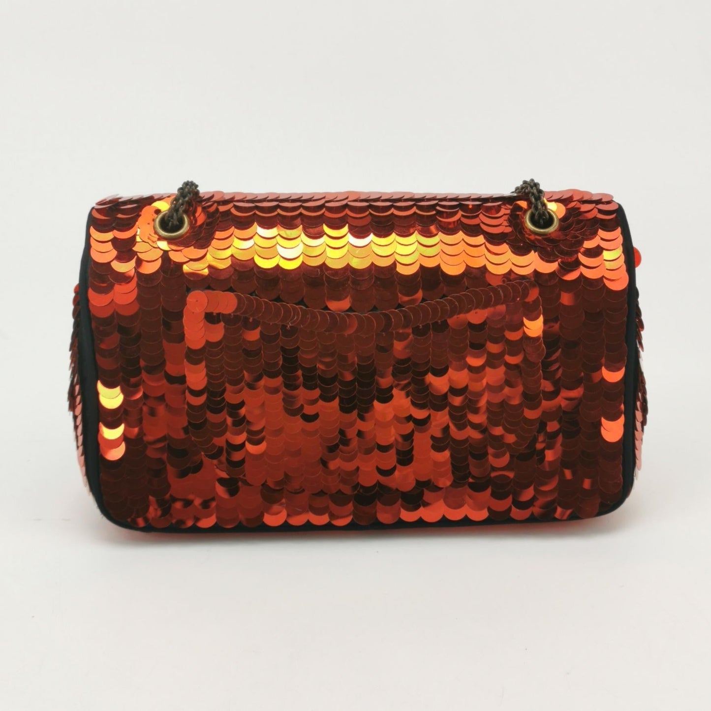 Chanel Paillette Flap Bag Medium Red Glitter Sequins Gold Chain Strap