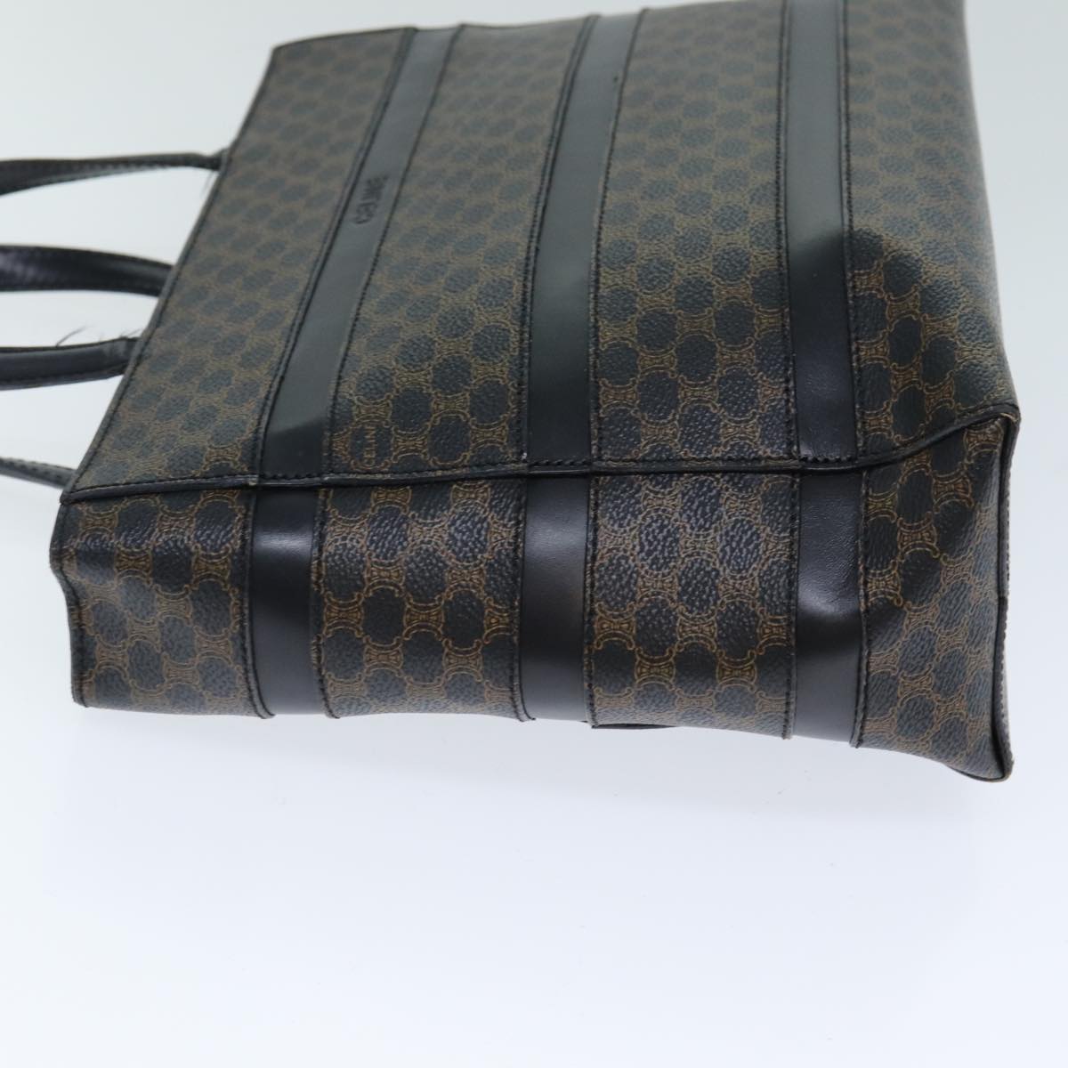 Luxury CELINE Macadam Canvas Hand Bag Black Brown 80079