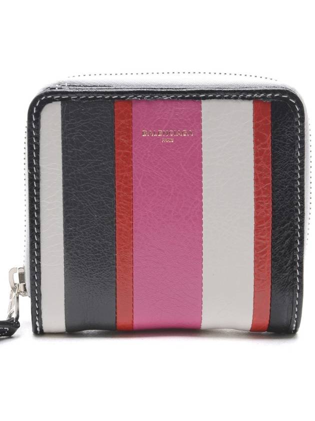 Luxury Balenciaga Trending 2026 Bazar Striped Zip Around Leather Half Wallet
