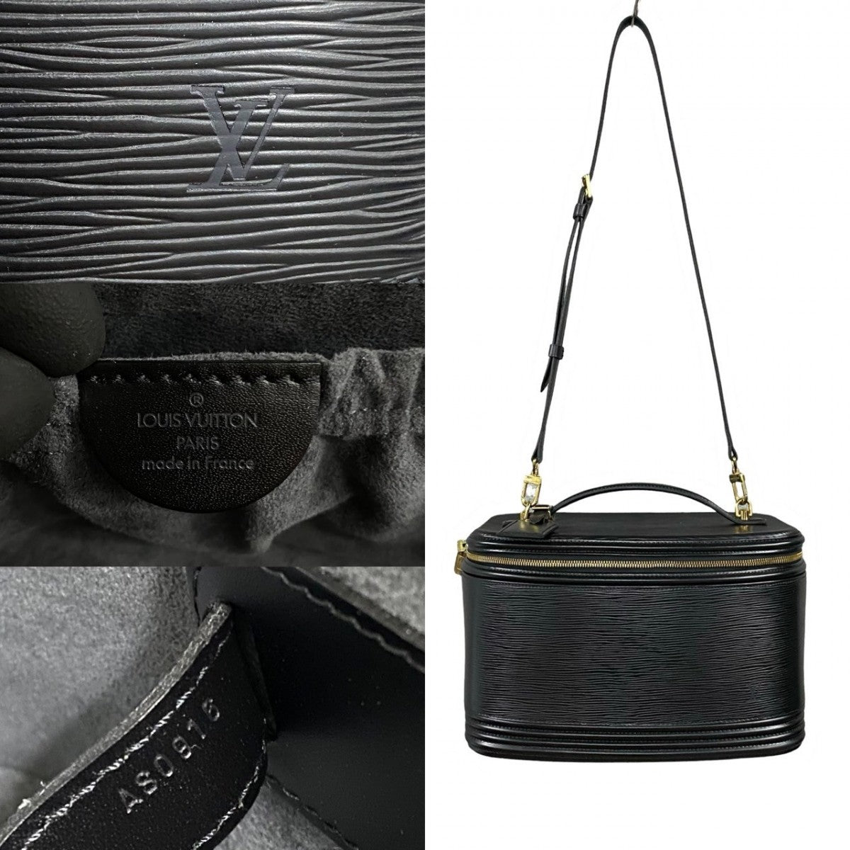 LOUIS VUITTON Handbag Epi Leather black 2-way handbag Epi Nice vanity Women