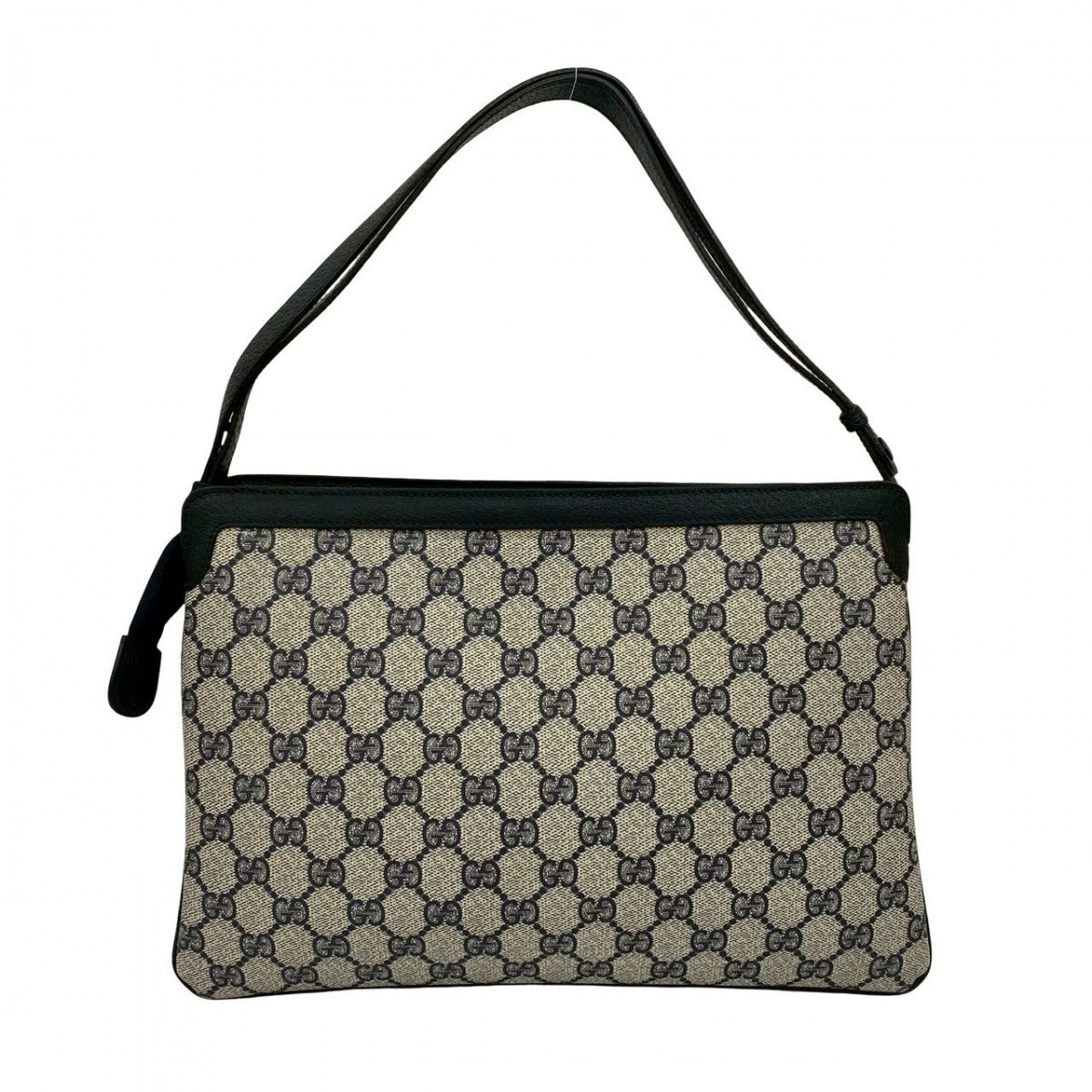 GUCCI Shoulder Bag Leather, PVC Navy GG logo Metal Sherry line Women
