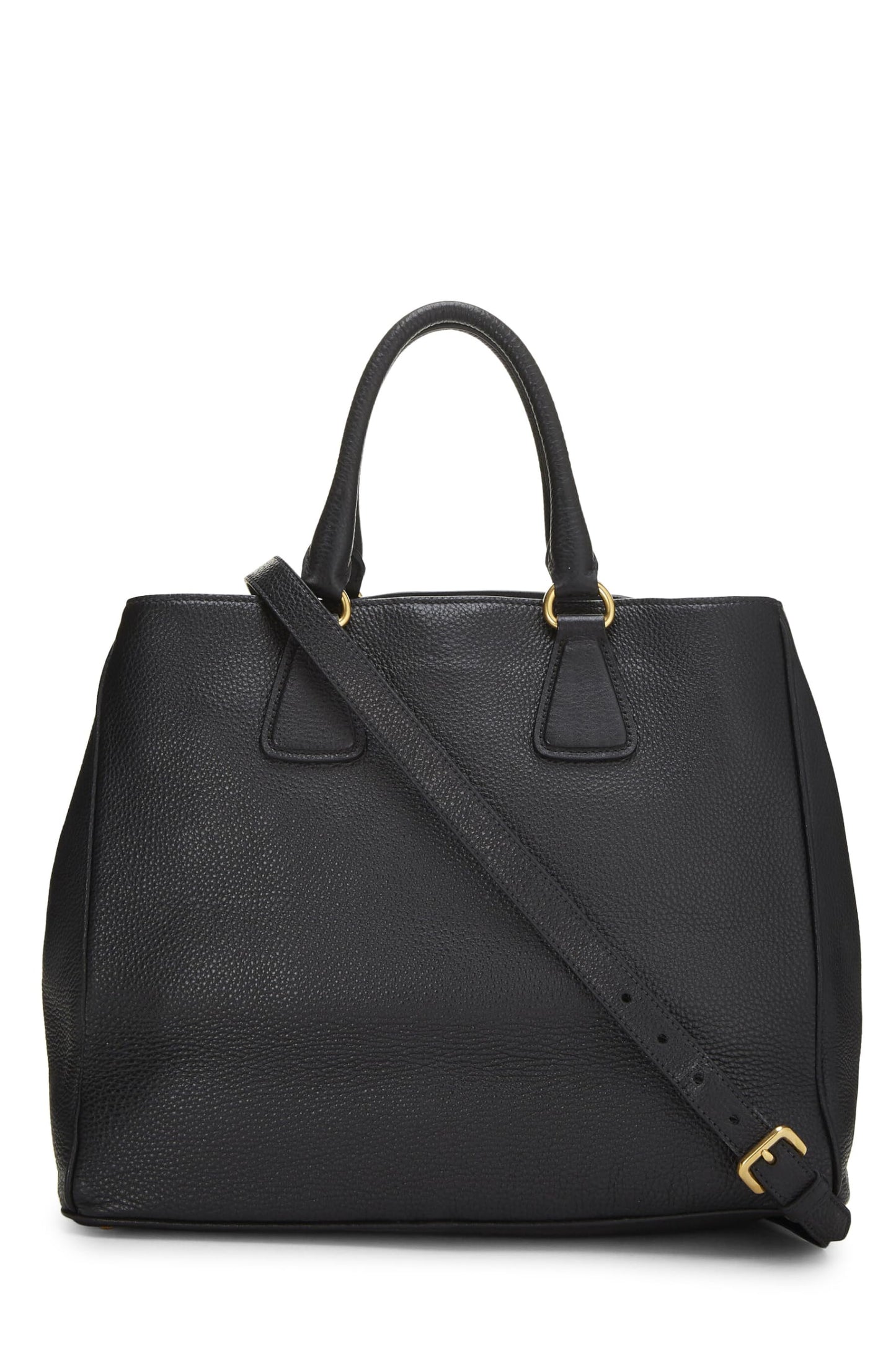 Prada, Black Vitello Daino Convertible Tote, Black