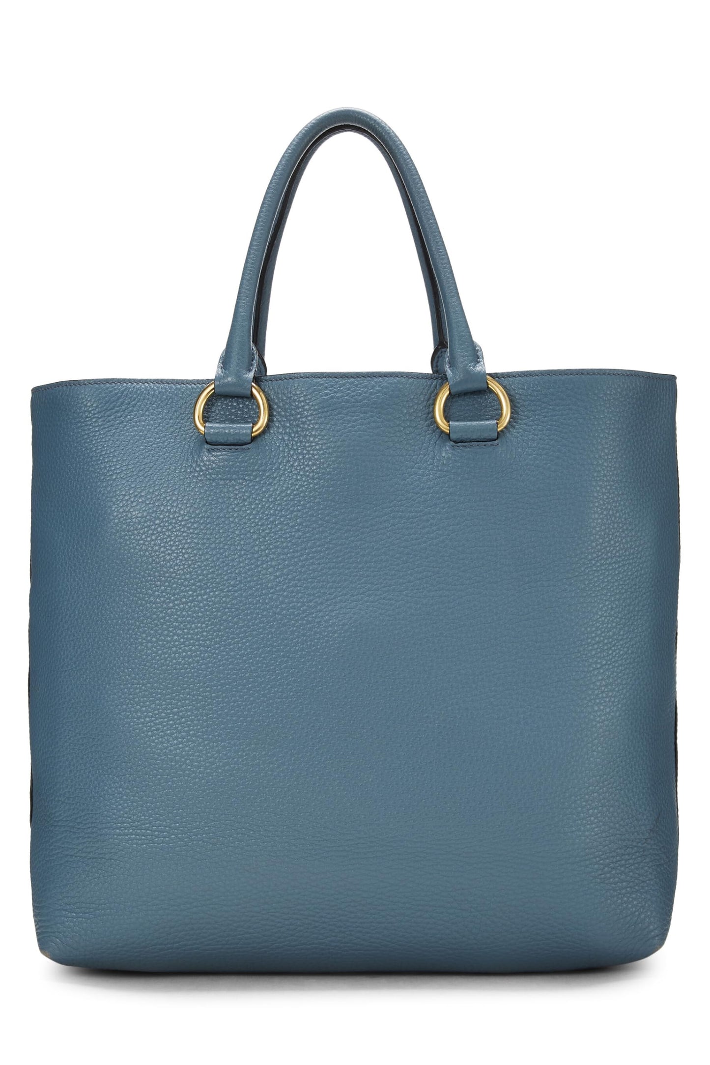 Prada, Blue Vitello Daino Convertible Tote Medium, Blue