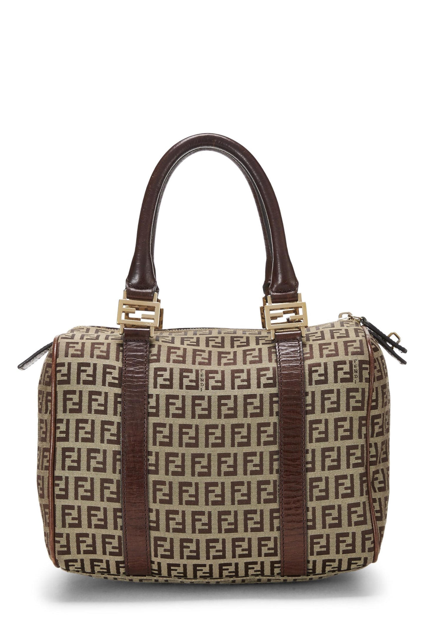 Fendi, Brown Zucchino Canvas Boston Bag Mini, Brown
