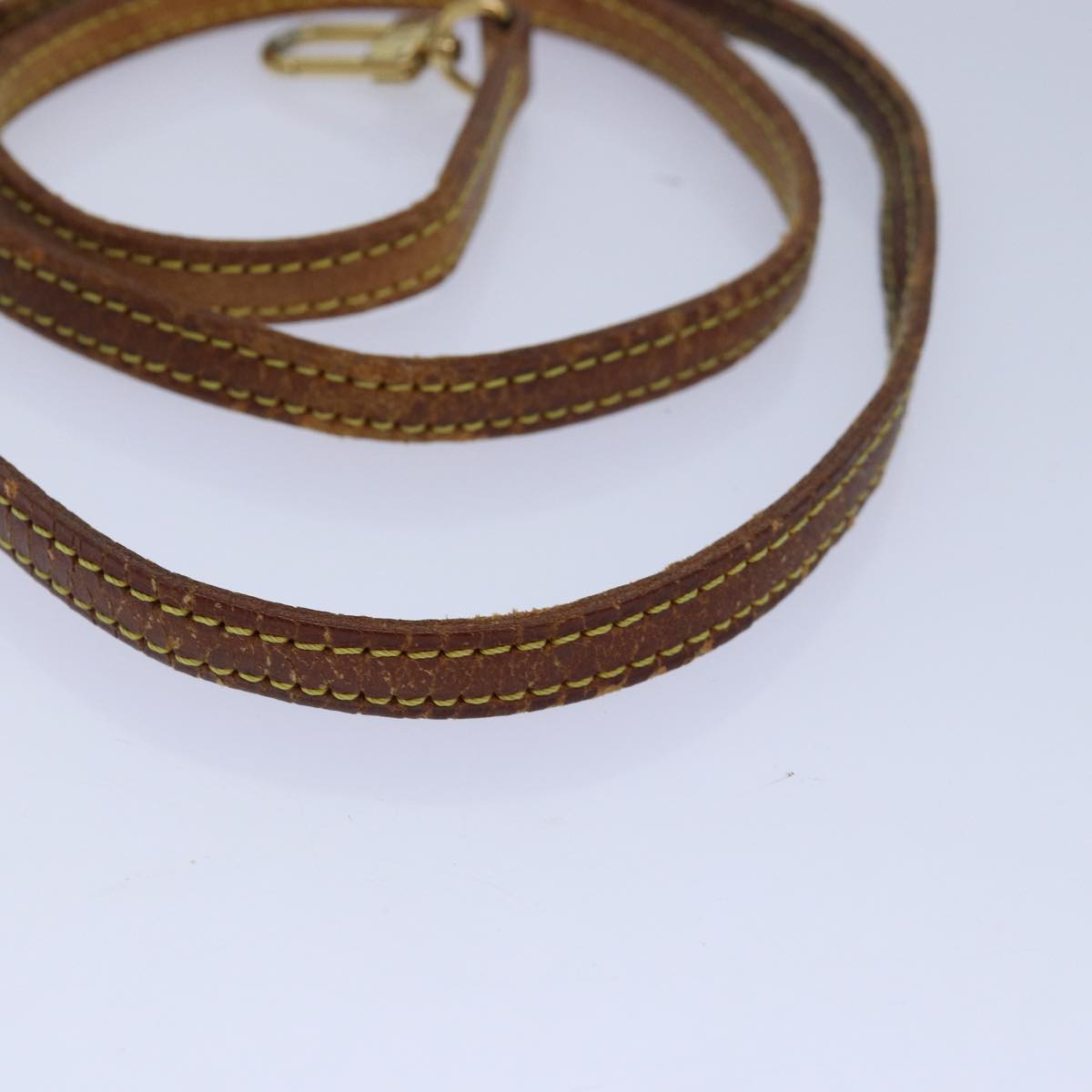 LOUIS VUITTON Shoulder Strap Leather 47.2" Beige LV Auth 82197