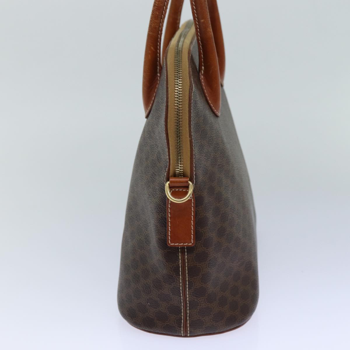 Luxury CELINE Macadam Canvas Hand Bag PVC Leather Brown 82266