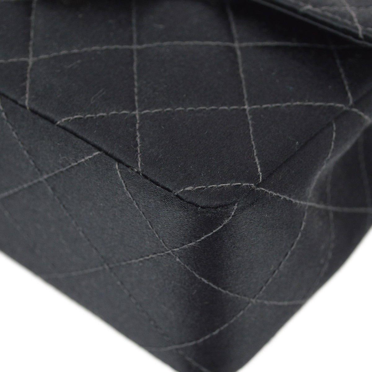 Chanel Black Satin Mini Classic Square Flap Shoulder Bag 17