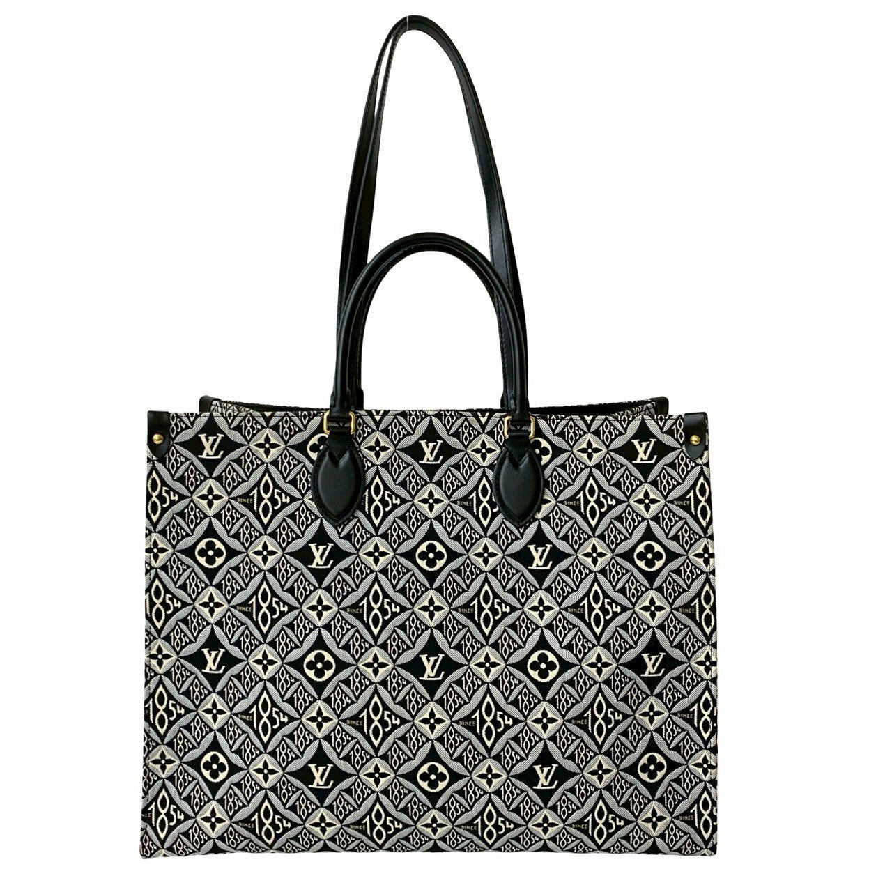 LOUIS VUITTON Tote Bag leather black Monogram Jaguar On the Go GM Since