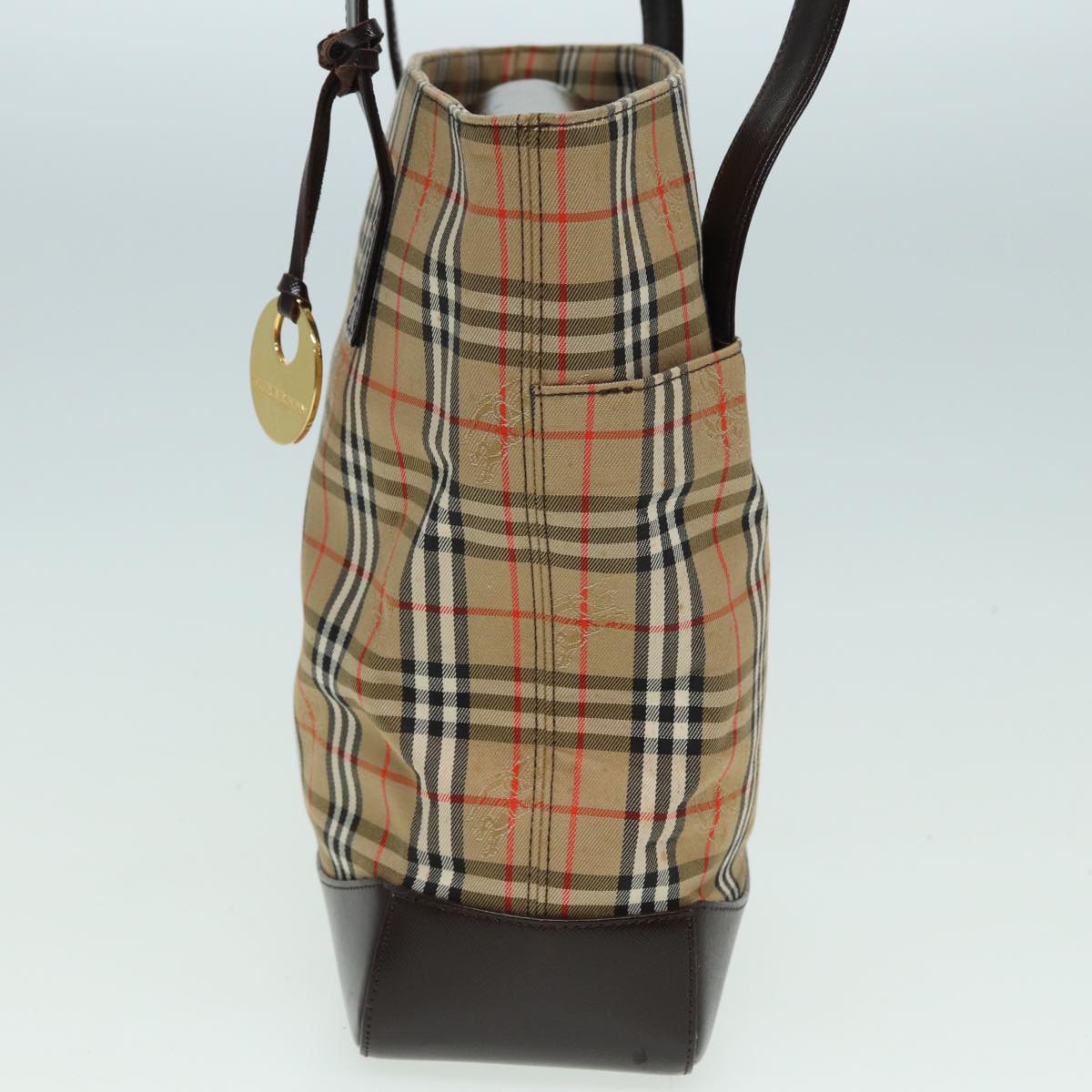 Burberry Nova Check Tote Bag Canvas Beige Auth 83420