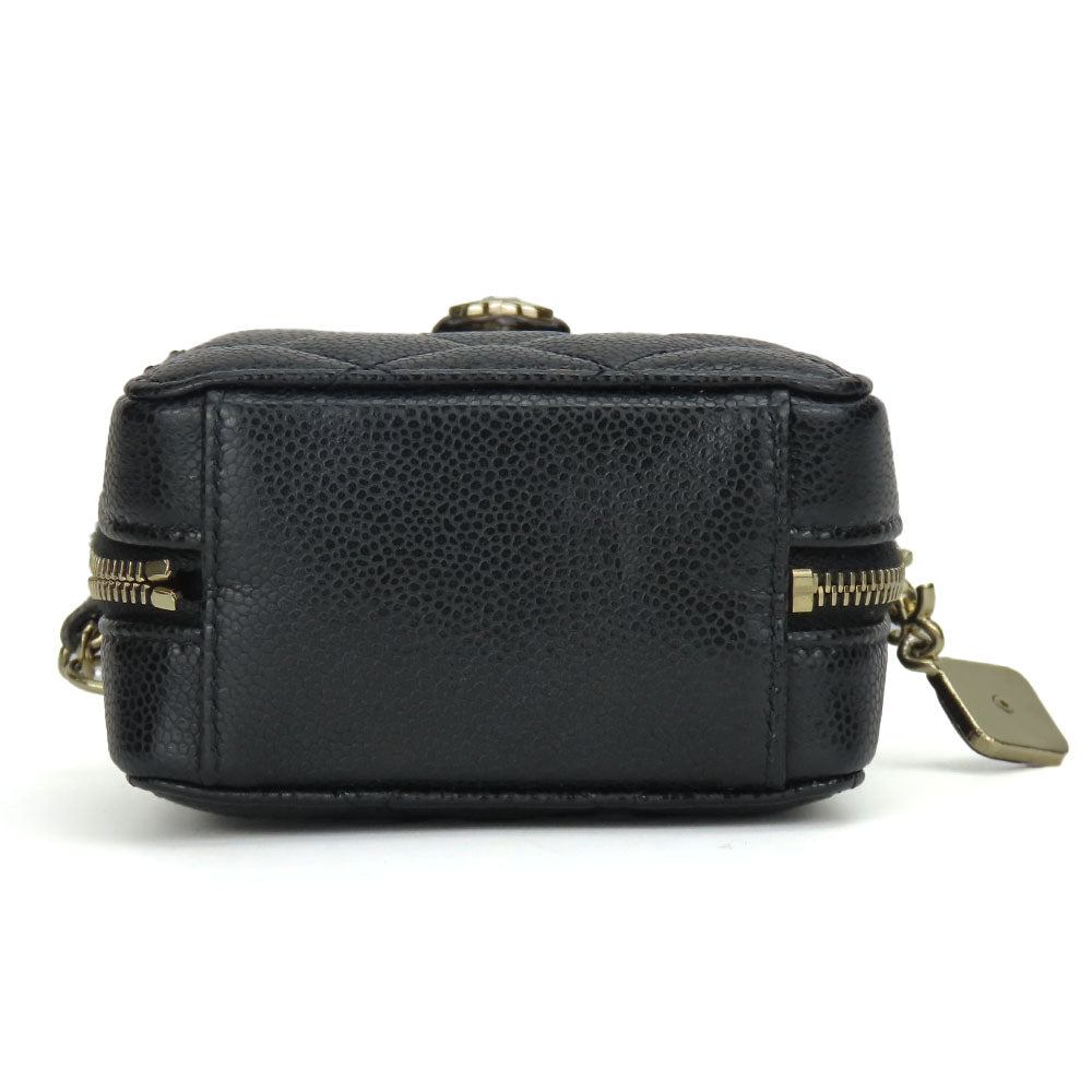 Chanel Leather Shoulder Bag Black Mini Classic Flap
