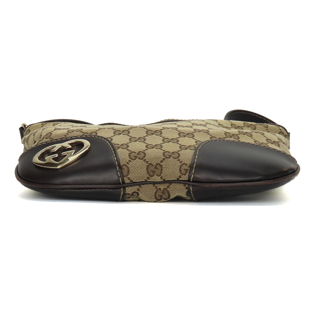 GUCCI Shoulder Bag 257072 GG canvas, leather beige Lovely heart Women