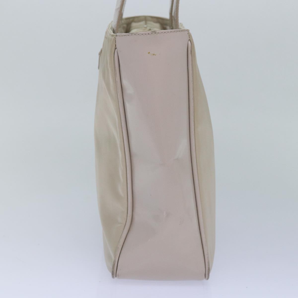 PRADA Tote Bag Enamel nylon Silver White Auth