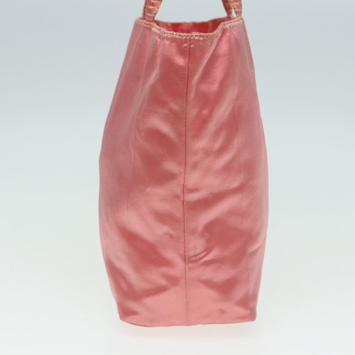 PRADA Hand Bag Satin Gold Pink Auth
