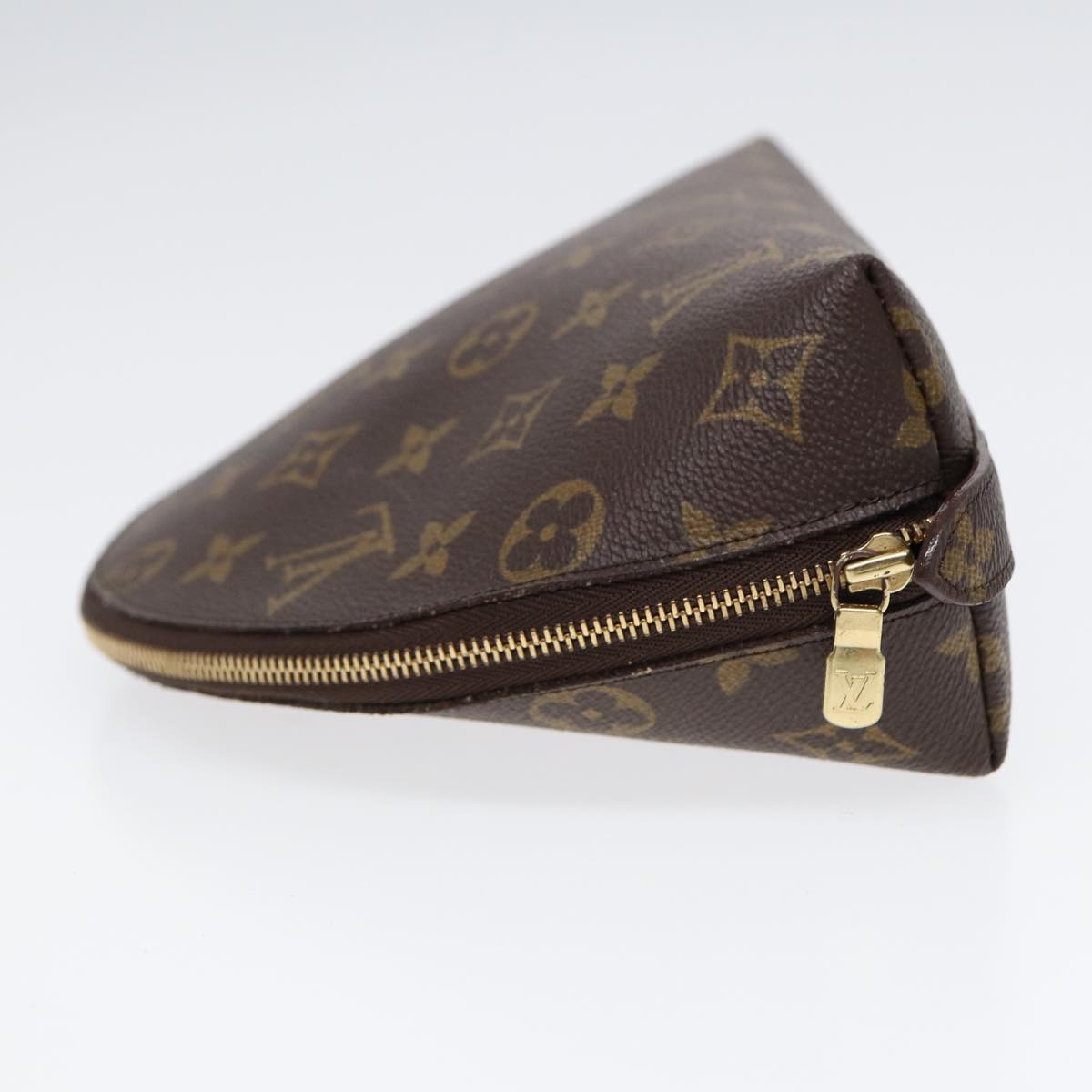 LOUIS VUITTON Monogram Trousse Demi Ronde Cosmetic Pouch LV Auth