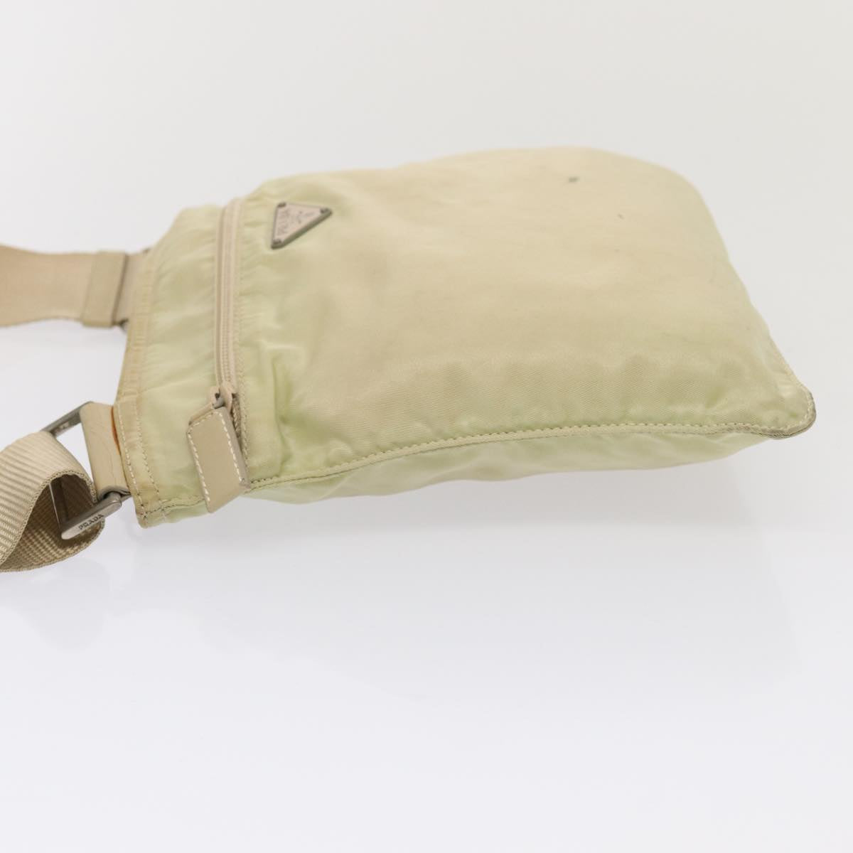 PRADA Shoulder Bag Nylon Cream Silver Auth