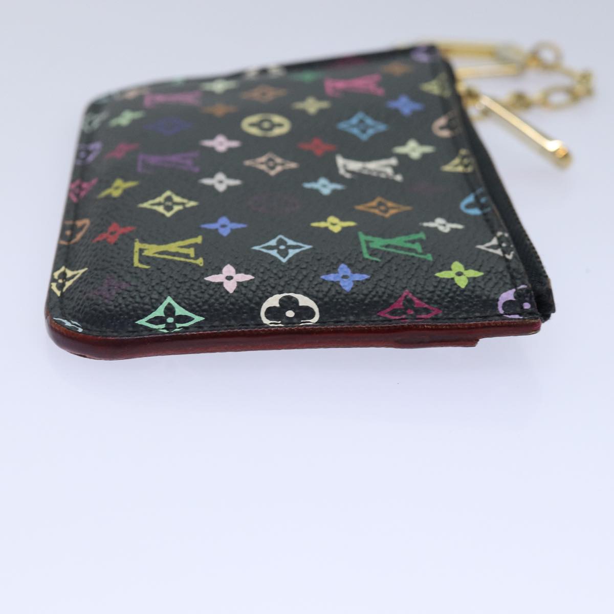 LOUIS VUITTON Monogram Multicolor Pochette Cles NM Purse Black Auth Clutch
