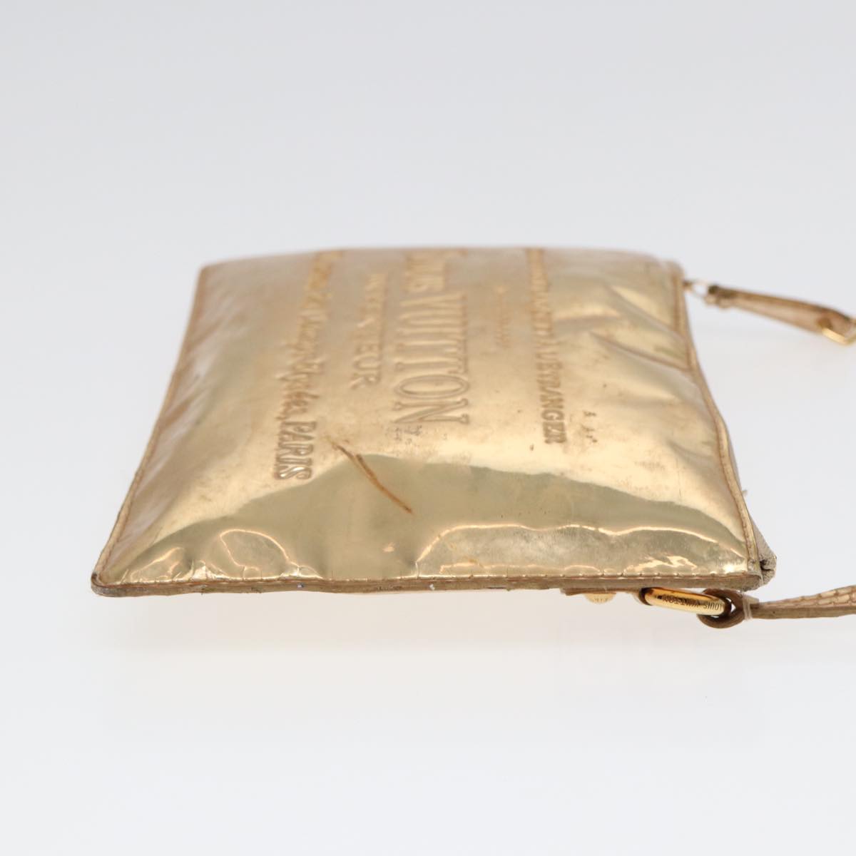 LOUIS VUITTON Monogram Miroir Pochette Plat Clutch Bag Gold Auth