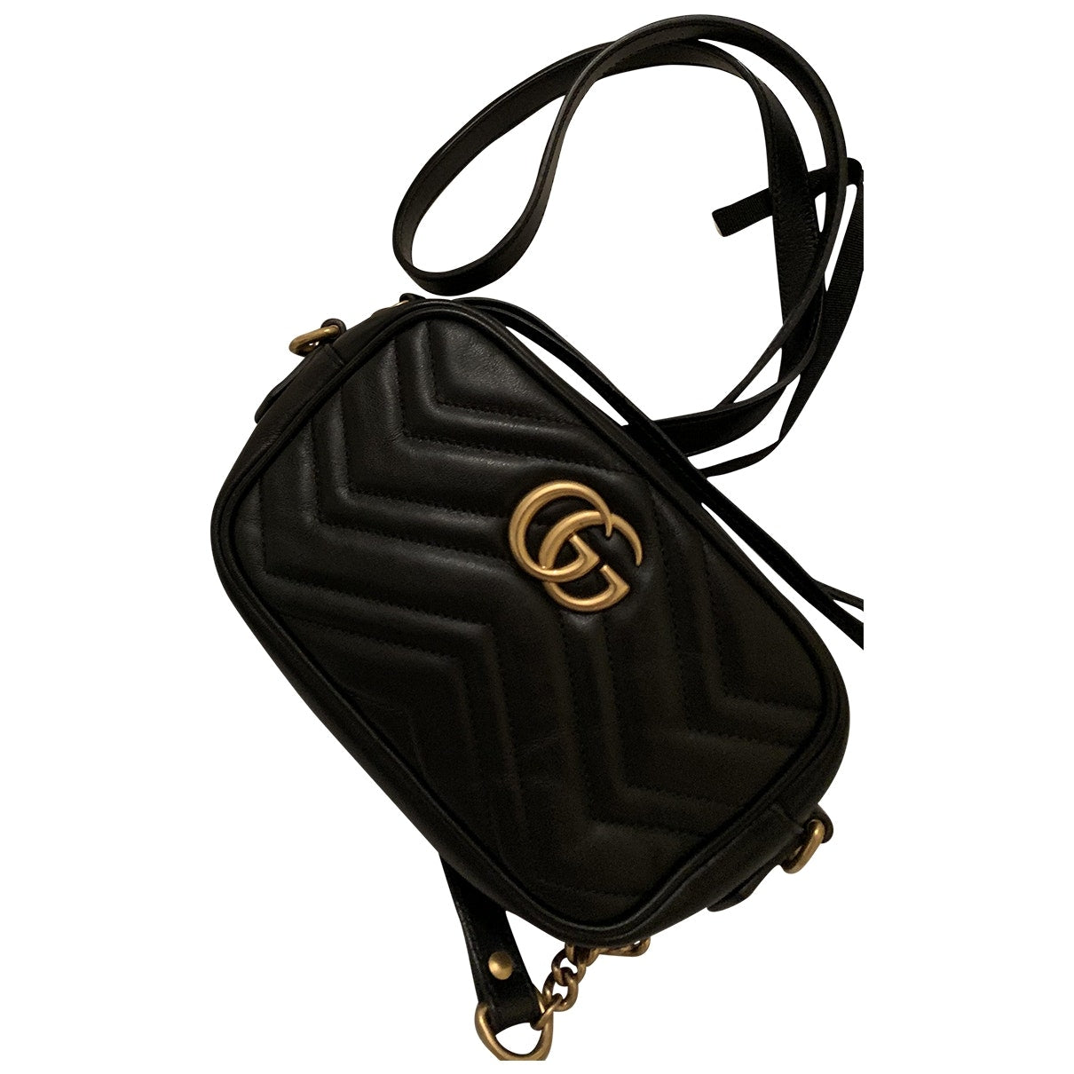 Gucci marmont black leather handbag