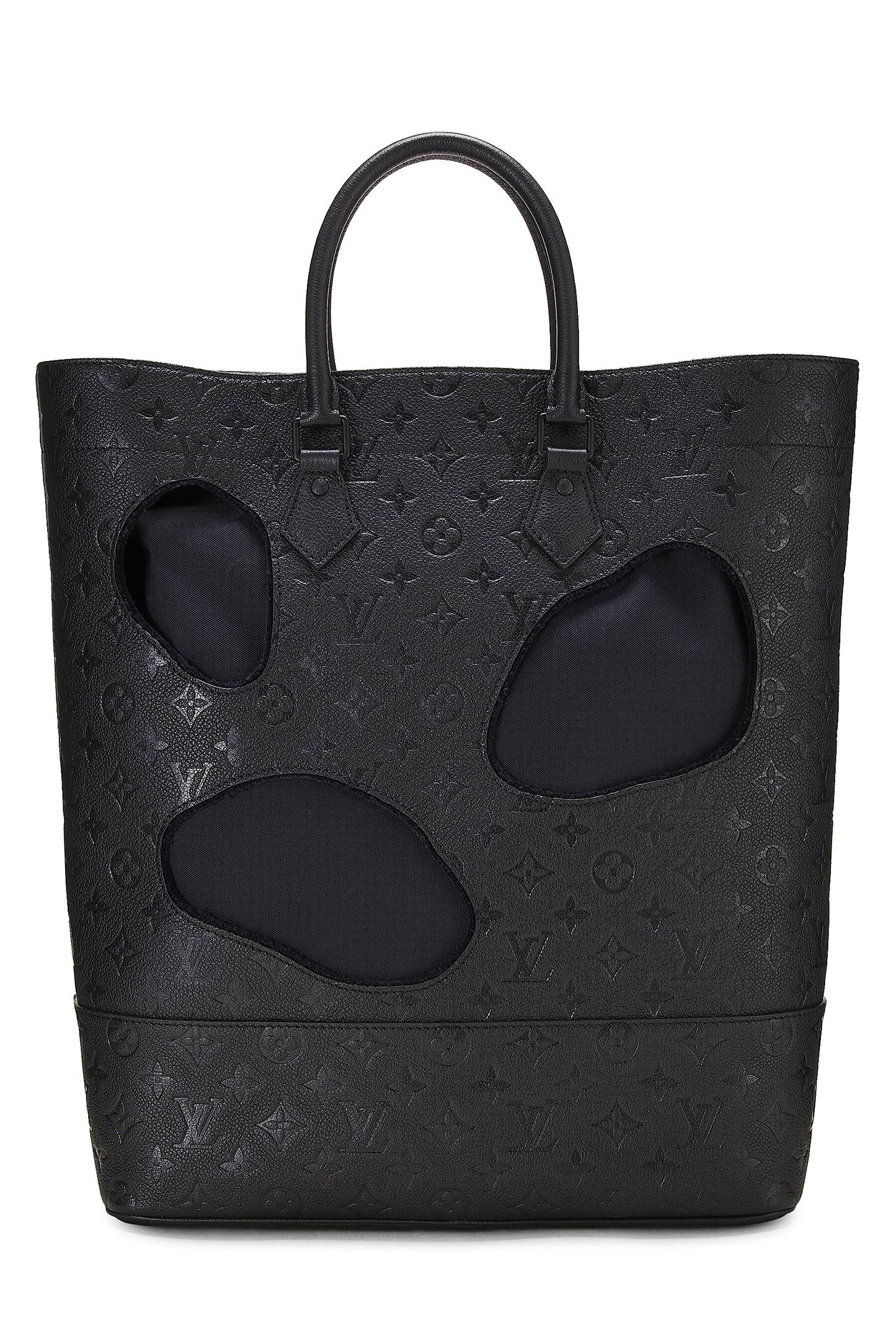 Louis Vuitton, Comme Des Garçons x Louis Vuitton Black Monogram Empreinte Bag with Holes MM, Black