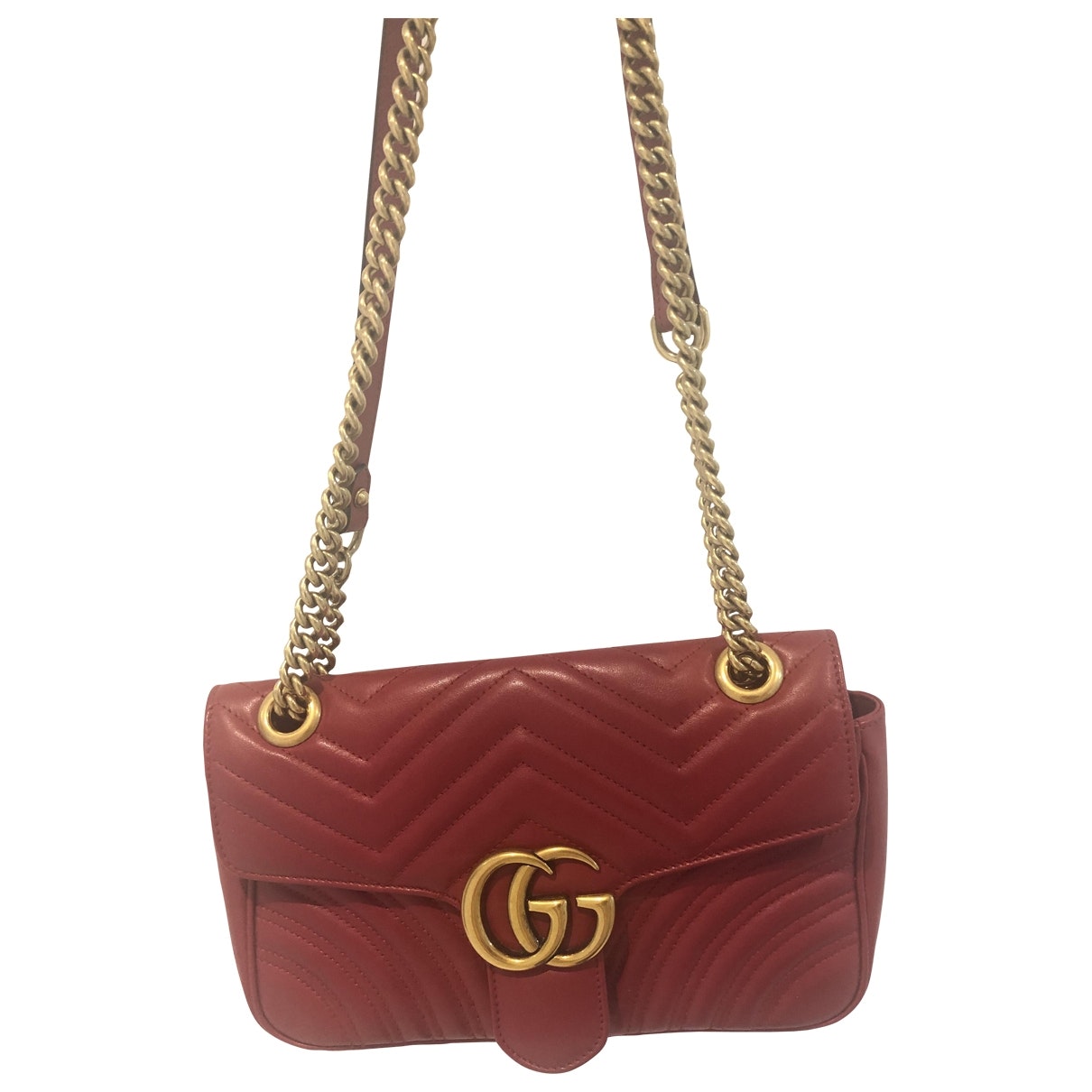 Gucci marmont red leather handbag