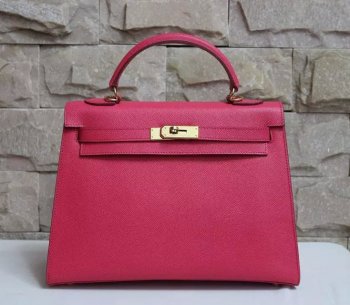 Luxury Hermes Kelly 32cm Epsom Leather Handbag Rose Gold