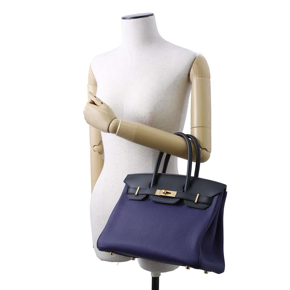 HERMES Birkin Touch Blue Encre/ Blue Obscure/ Blue Zelage Togo Leather Sombrero Leather Size 30