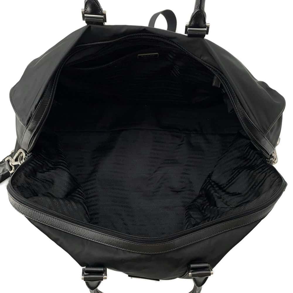 PRADA 2way Travel Bag Black Nylon Leather
