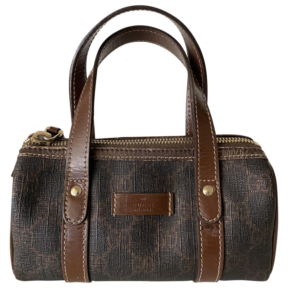 Gucci boston brown cloth handbag