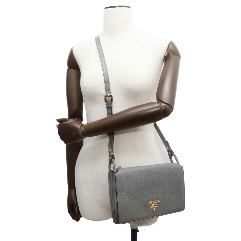 PRADA 2WAYShoulder Bag Gray Leather