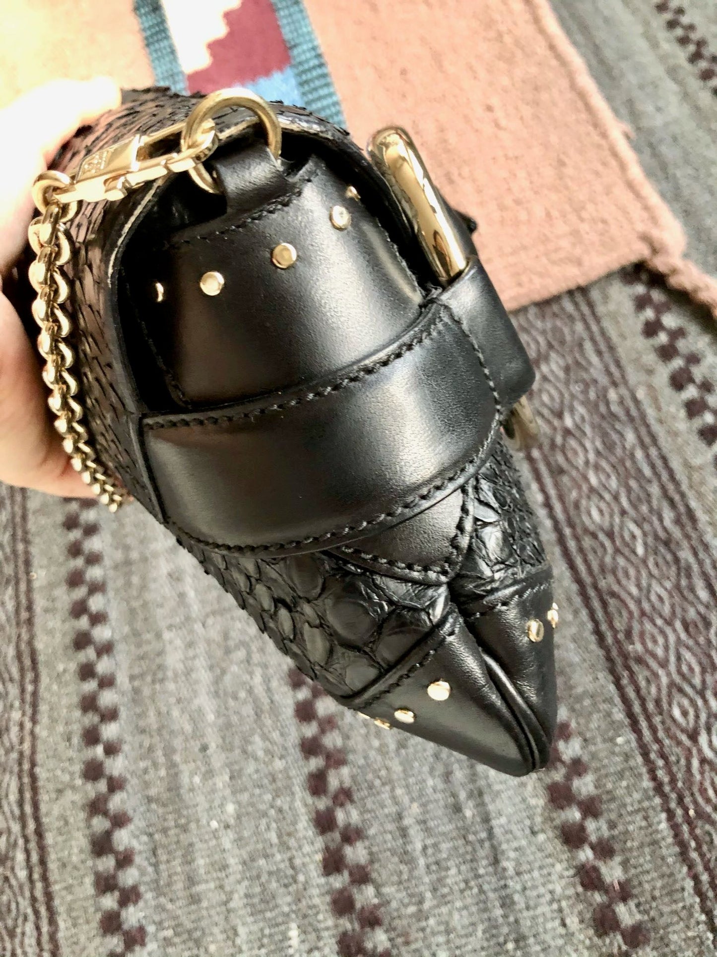 Gucci Horsebit 1955 Chain Shoulder bag Large Black Crocodile Leather