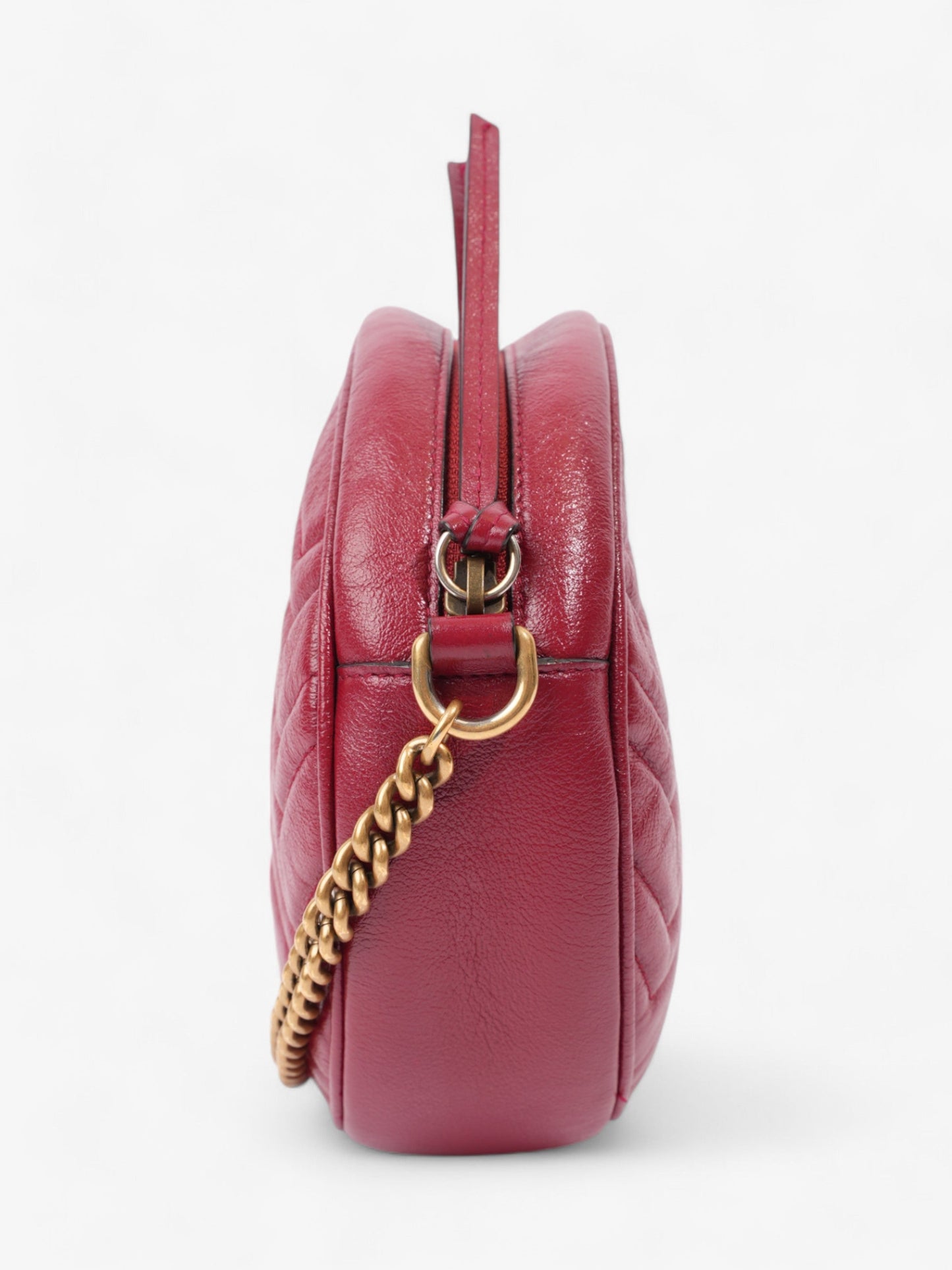 Gucci Marmont Round Bag Red Matelasse Leather