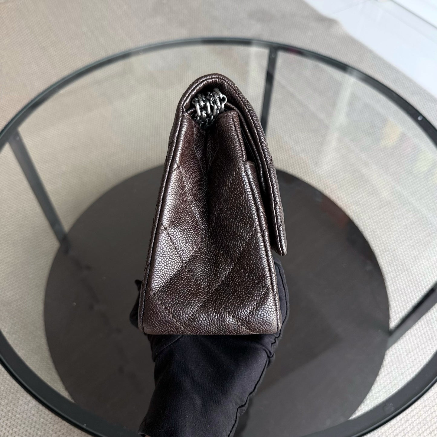 Chanel 2.55 Reissue 226 - 28CM Quilted Caviar Dark Brown Silver Hardware Series 14