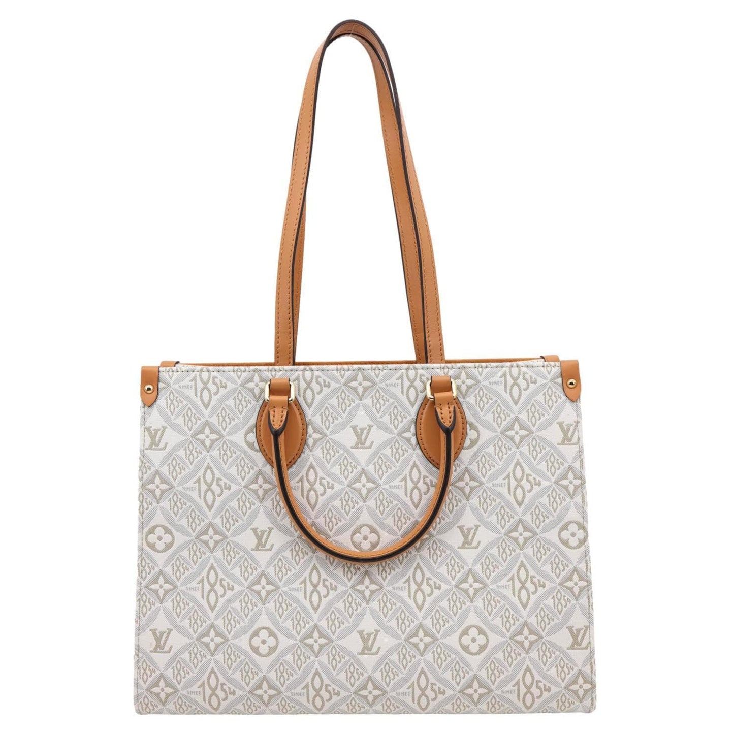 LOUIS VUITTON Since 1854 Onthego MM Jacquard Shoulder Bag Off White