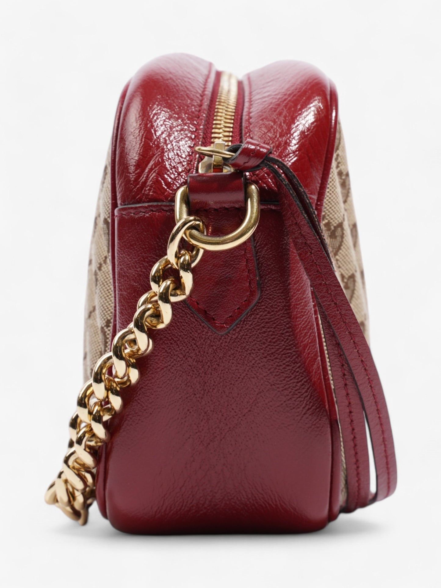 Gucci Marmont Chain Shoulder Beige / Red Canvas Small