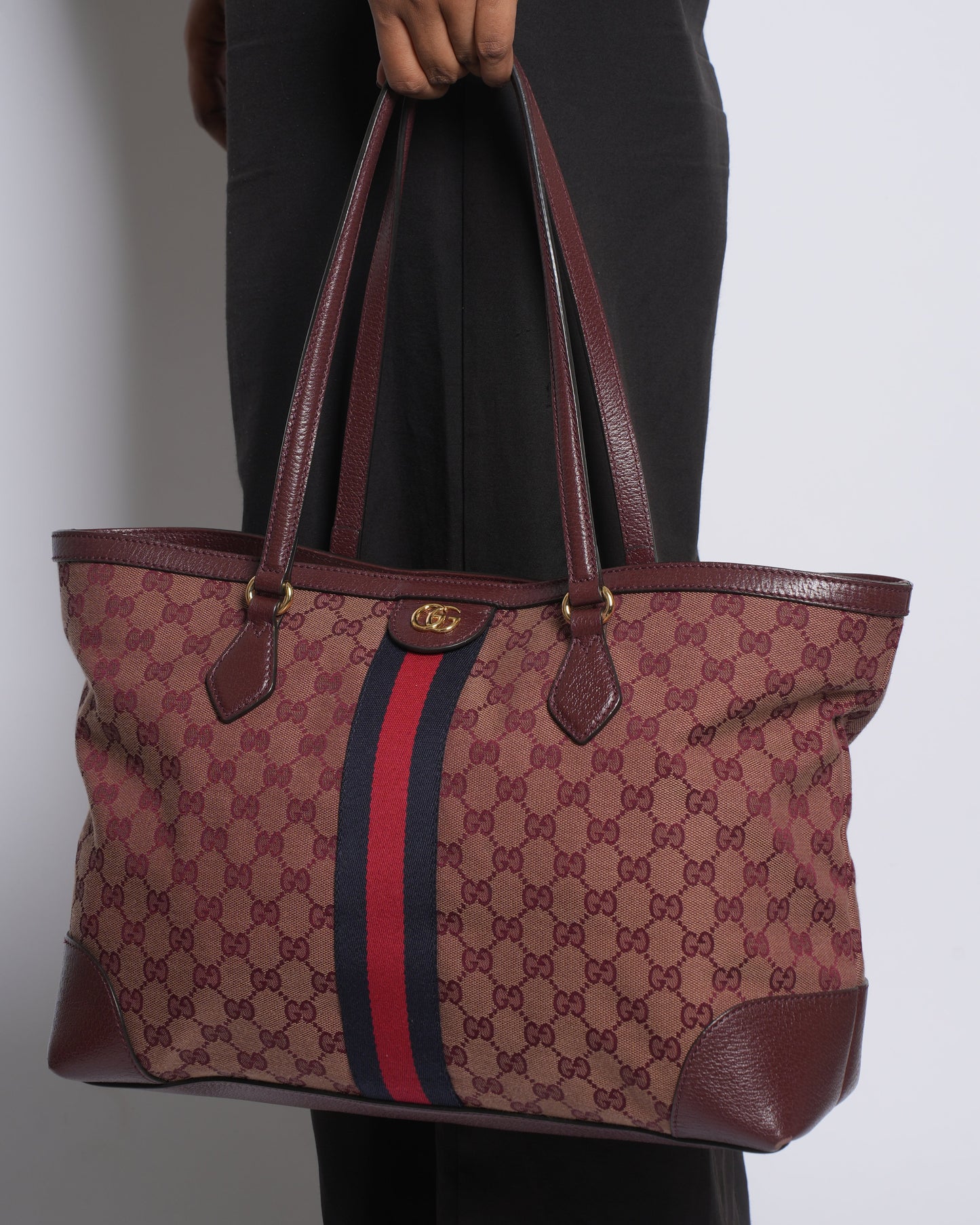 Gucci Lou Leather Canvas Tote