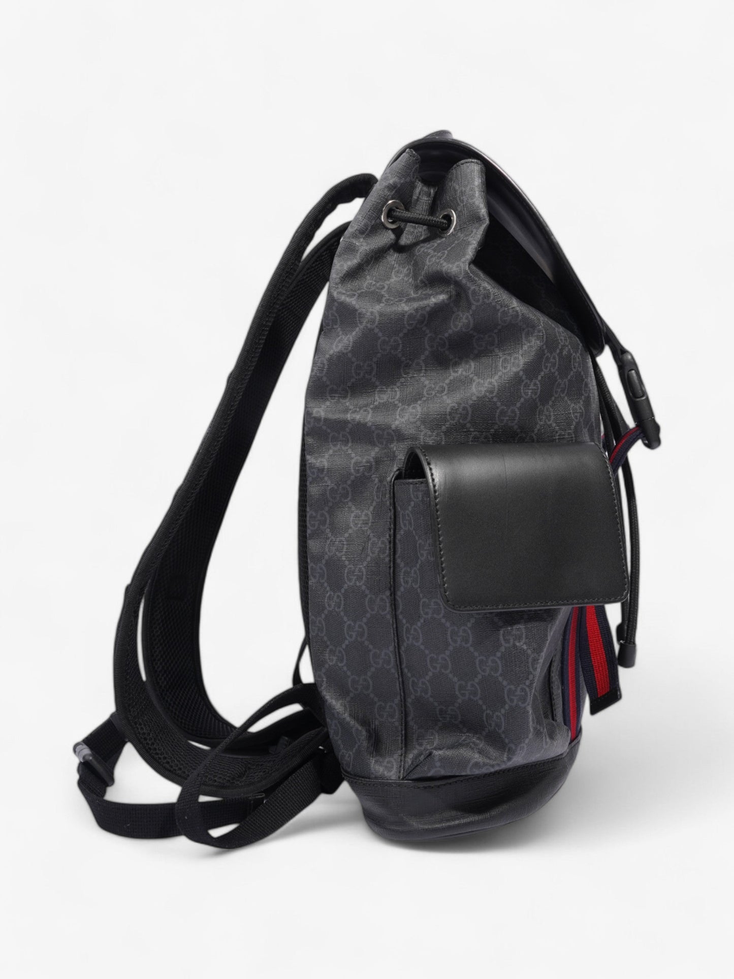 Gucci Leather Backpack GG Supreme / Black / Red Canvas