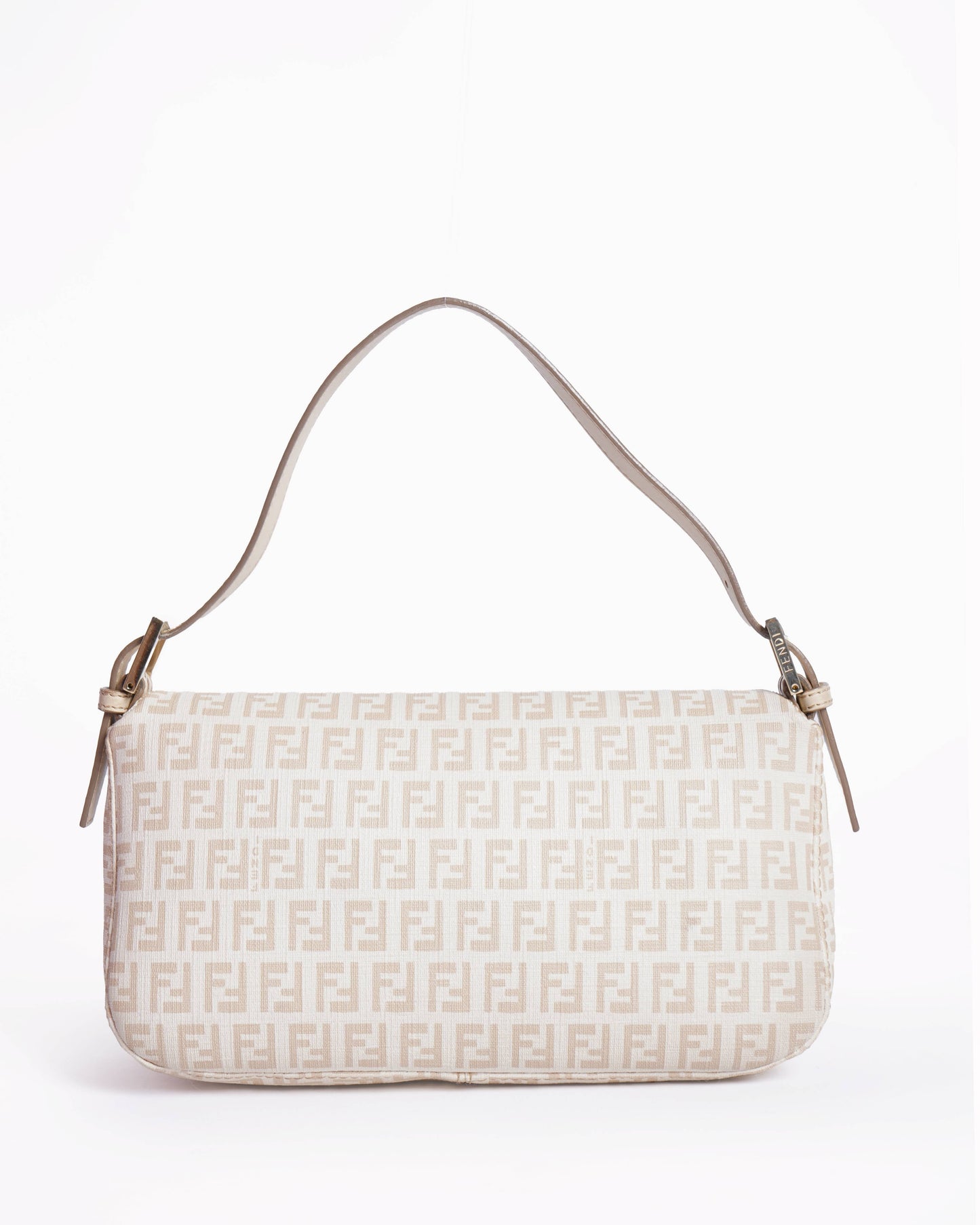 Fendi Zucchino Canvas Mamma Baguette Shoulder Bag Beige