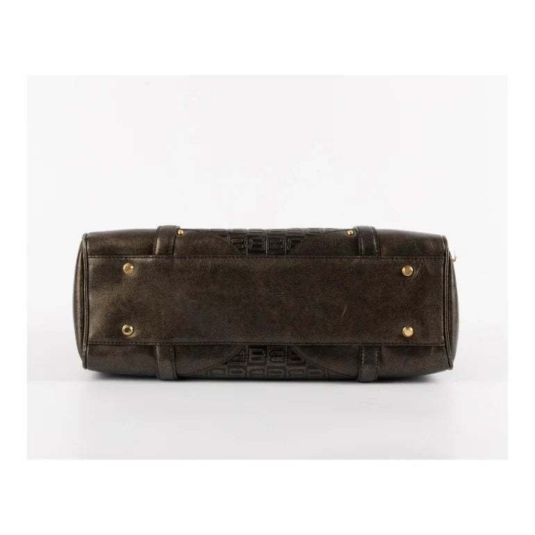 Balenciaga Logo Embossed Leather Shoulder Bag