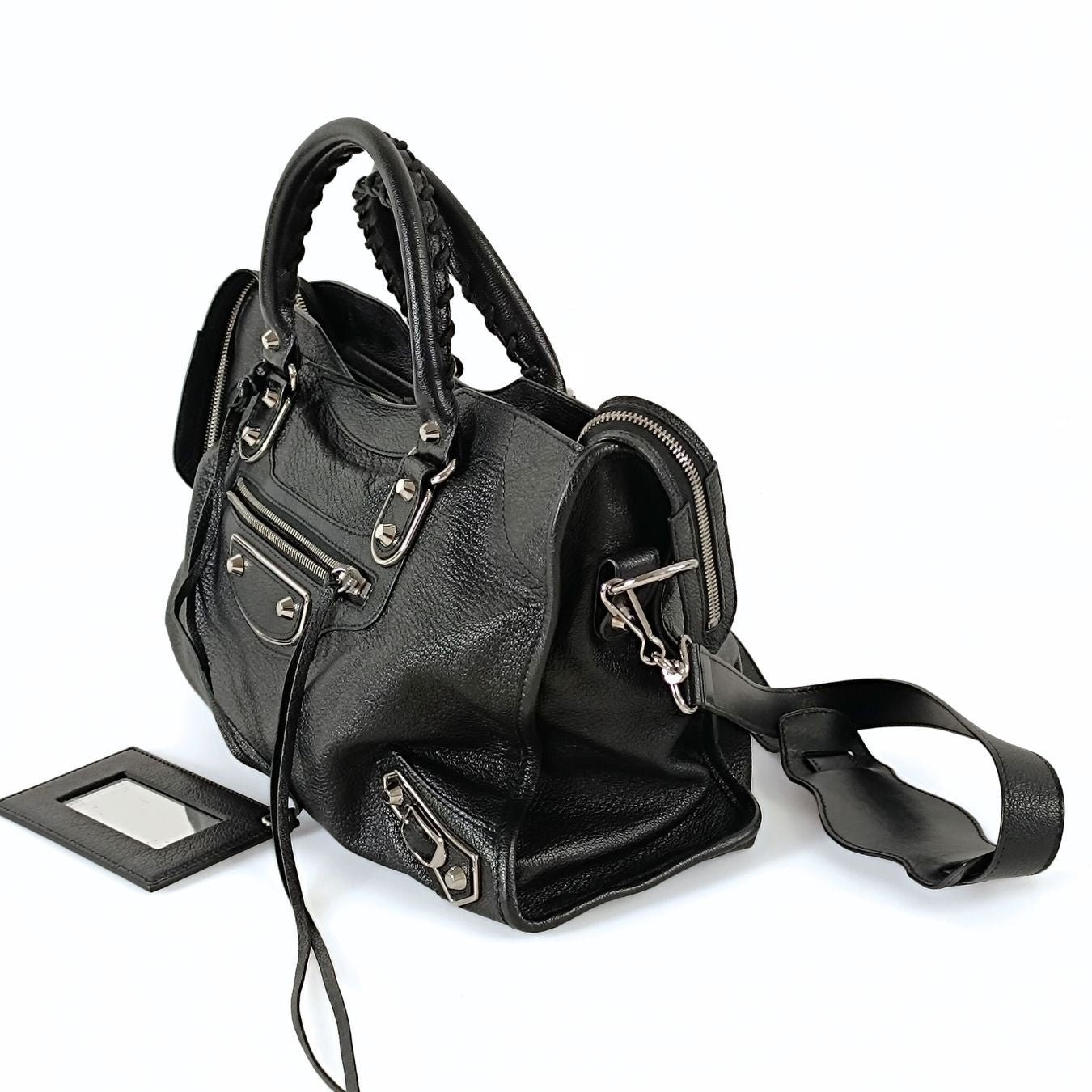 Balenciaga Balenciaga Le City Metallic Medium shoulder bag in black leather