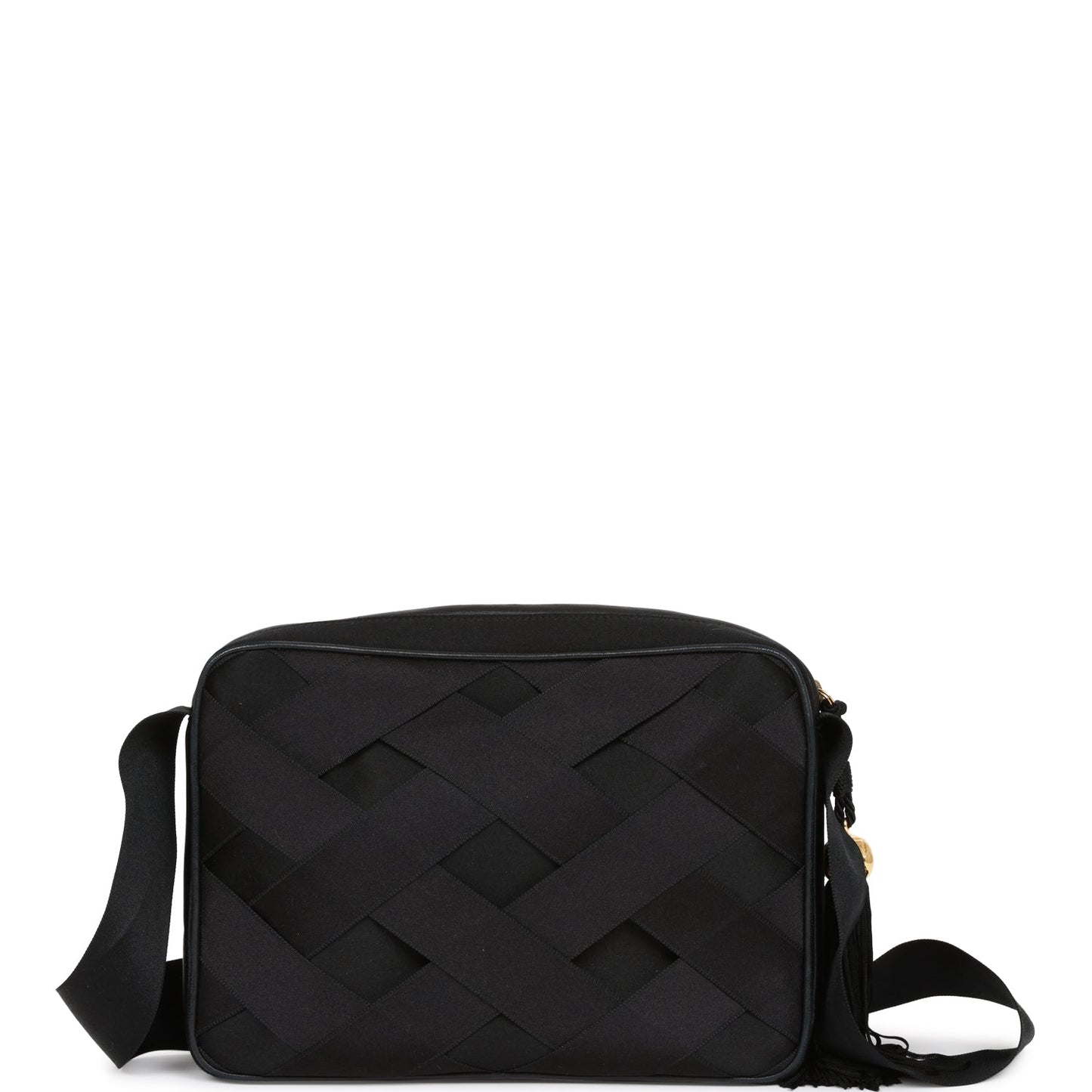 Chanel Ribbon Camera Bag Black Satin Gold Hardware