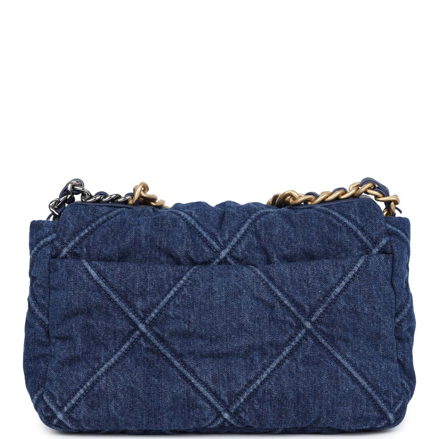 Chanel Medium 19 Flap Dark Blue Mixed Metal Hardware Shoulder Bag